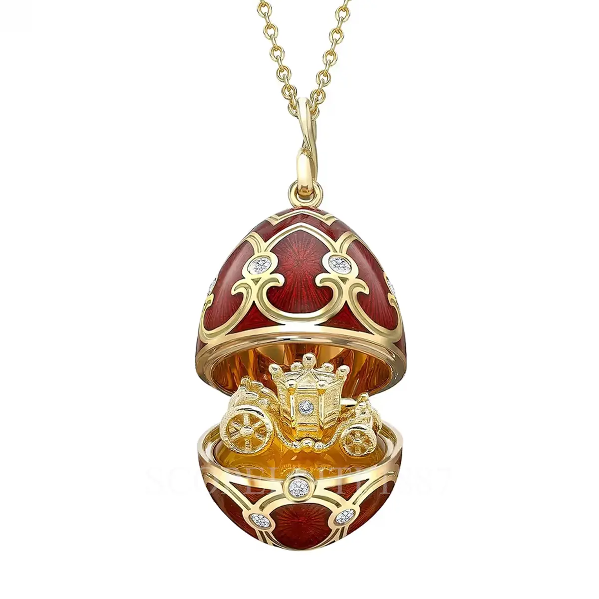 faberge state coach egg pendant