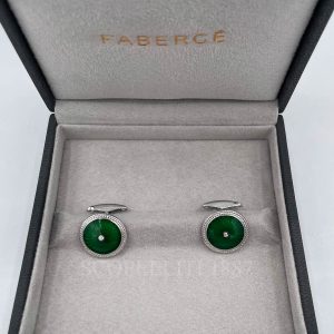 faberge cufflinks green sterling silver diamond