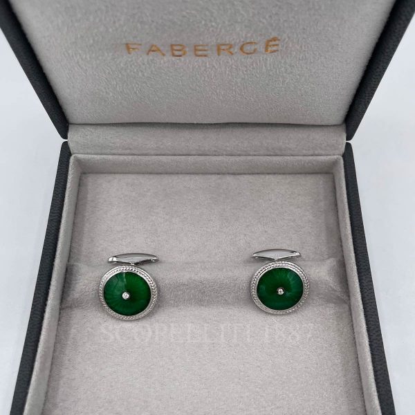 faberge cufflinks green sterling silver diamond