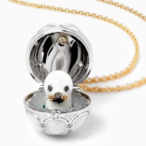 faberge seal pup surprise locket with diamonds