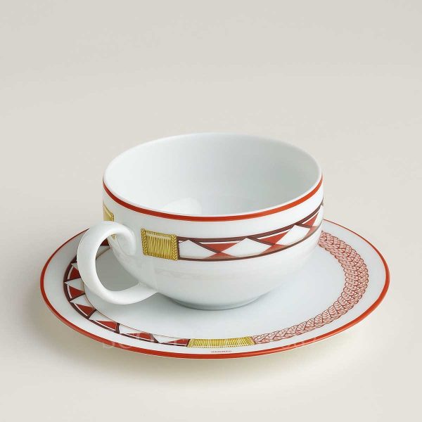 hermes tea cup and saucer tressages equestres