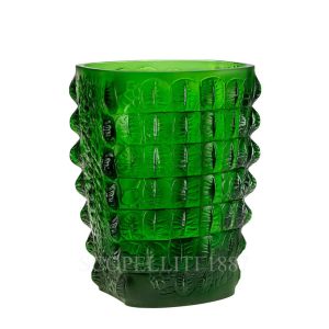 lalique croco vase green crystal