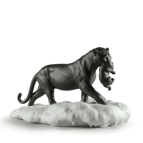 lladro panther black with cub