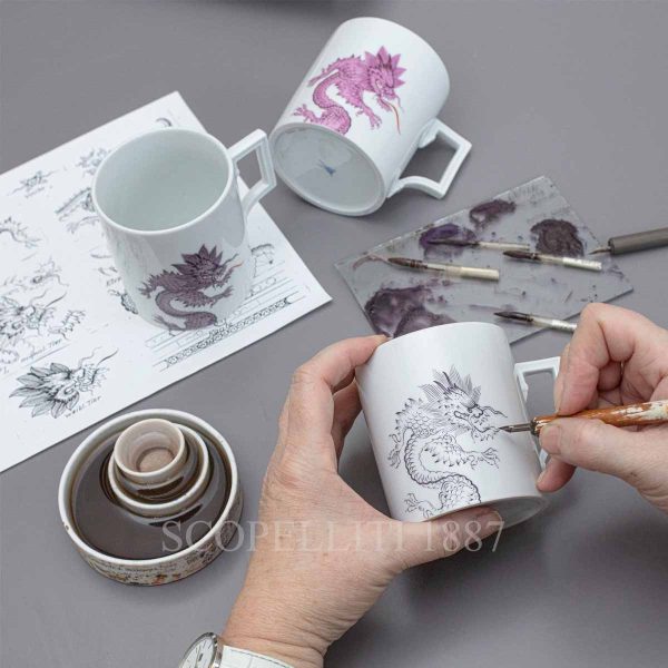 meissen mug ming dragon purple work