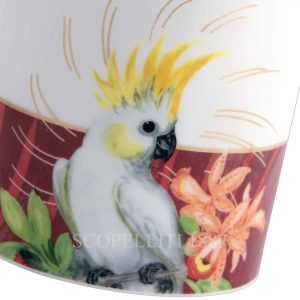 meissen mug pink cockatoo detail