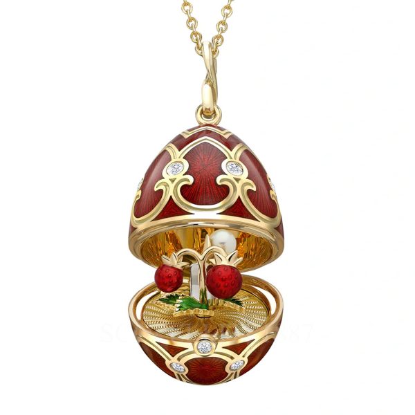 faberge egg pendant with strawberry heritage