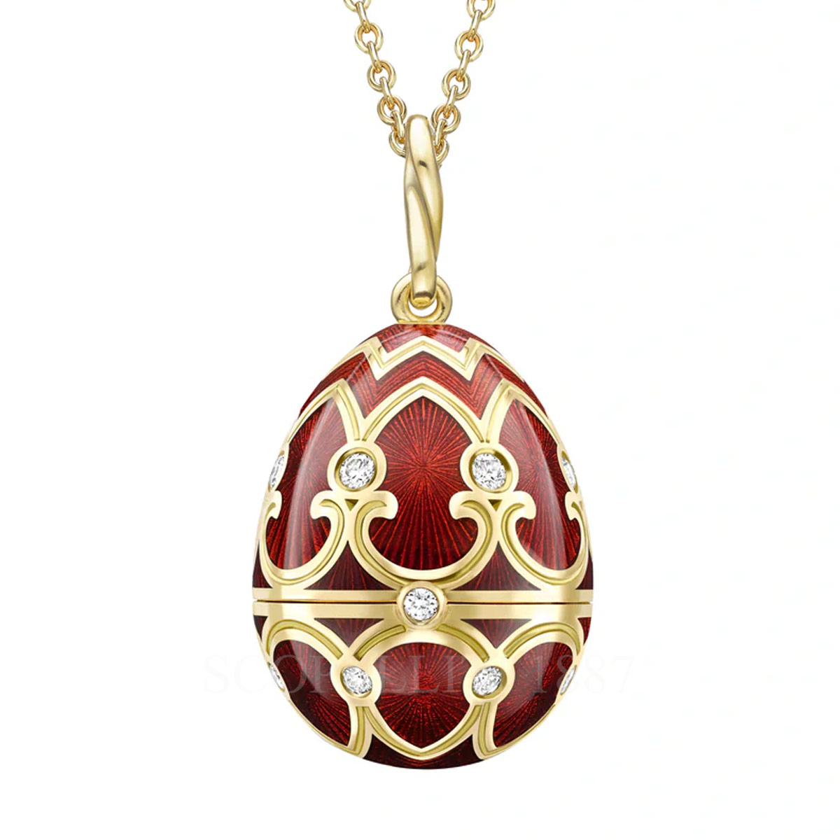 faberge egg pendant with strawberry heritage