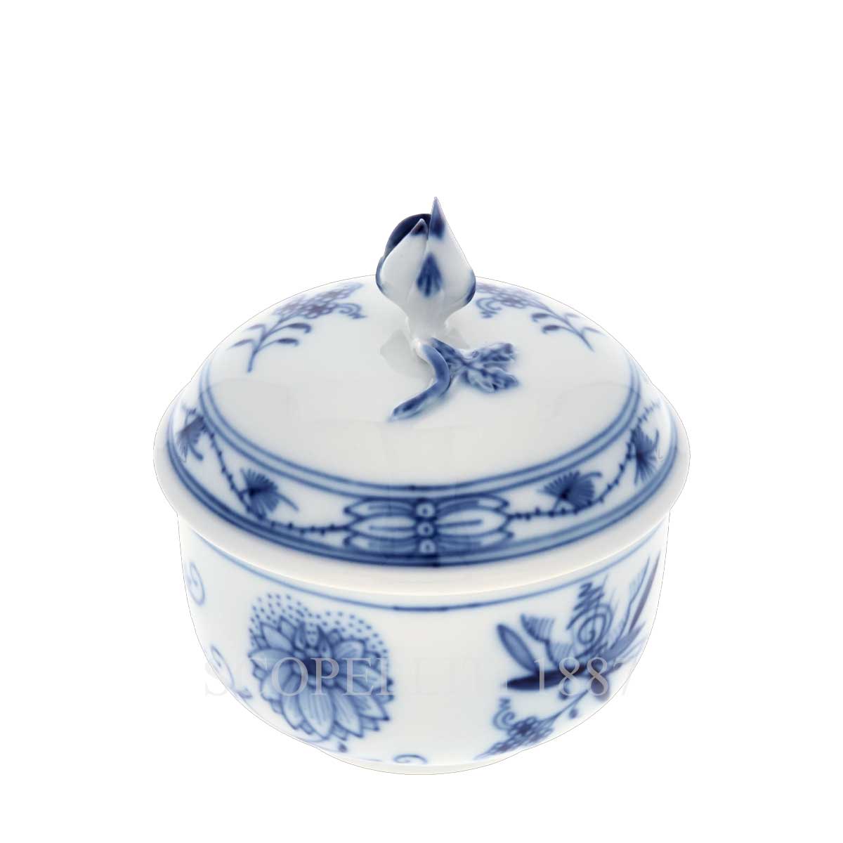 meissen blue onion sugar bowl view