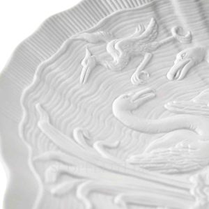 meissen swan bisque gourmet plate flat detail