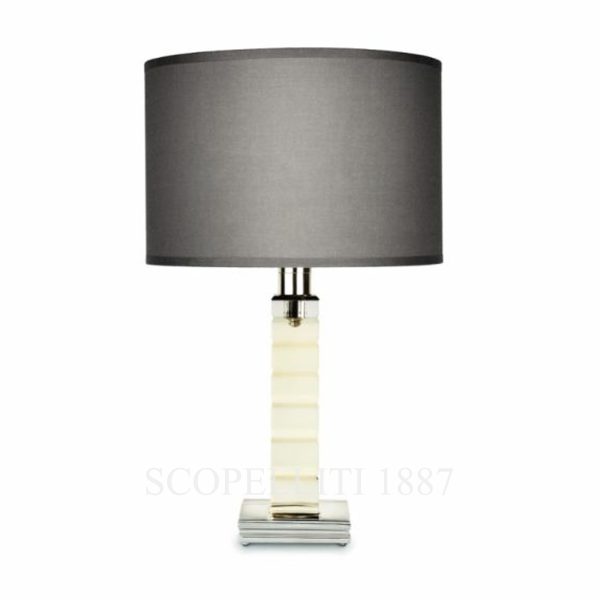 saint louis adiante flannel grey lampshade table lamp light on