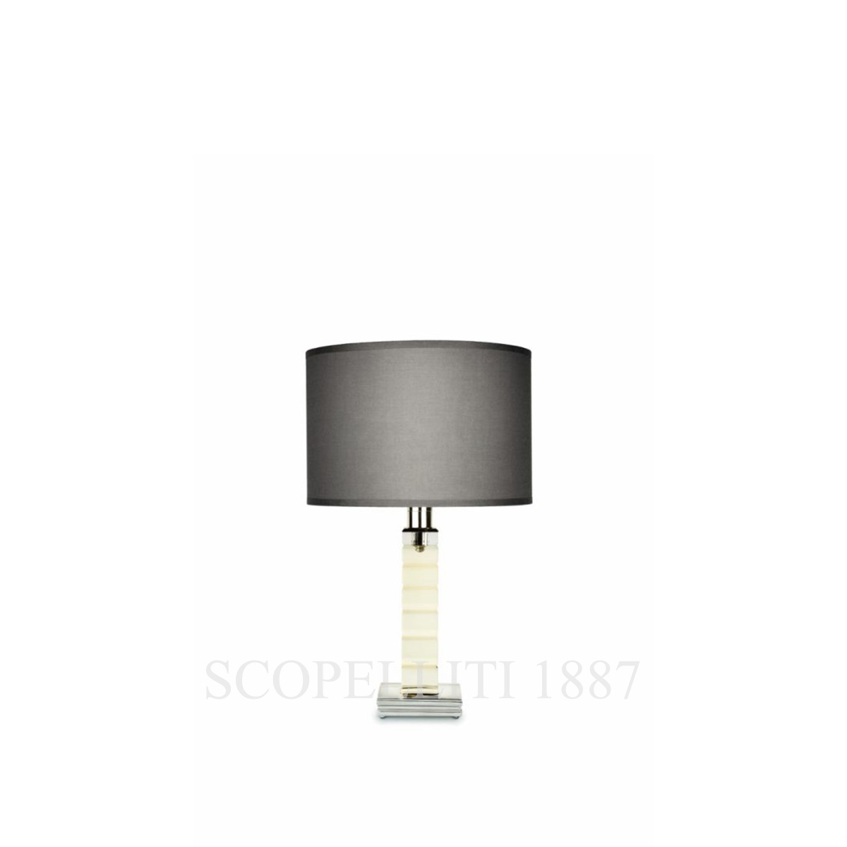 saint louis adiante flannel grey lampshade table lamp light on