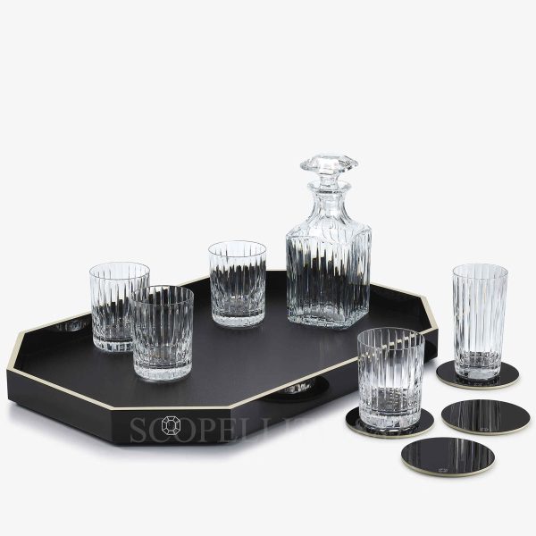 baccarat octogone coaster black with tray