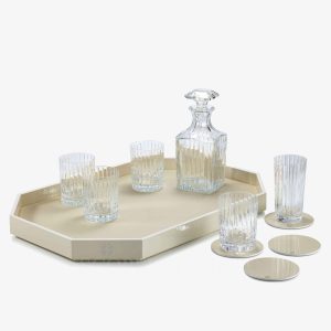 baccarat octogone coaster ivory with tray