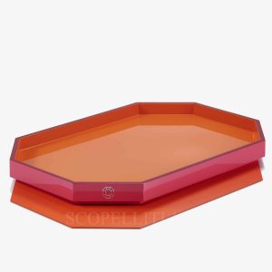 baccarat octogone tray orange large