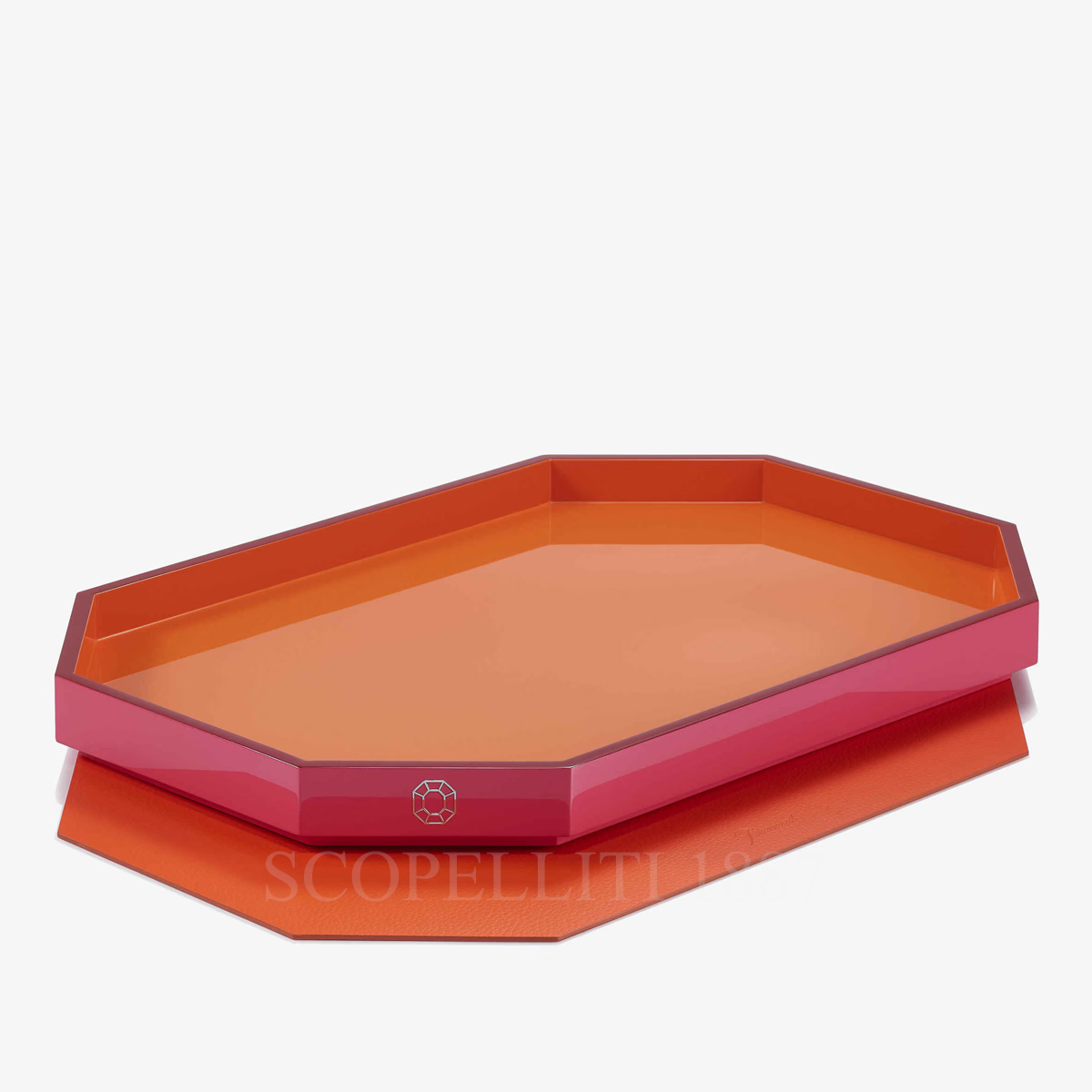 baccarat octogone tray orange medium