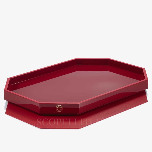 baccarat octogone tray red large