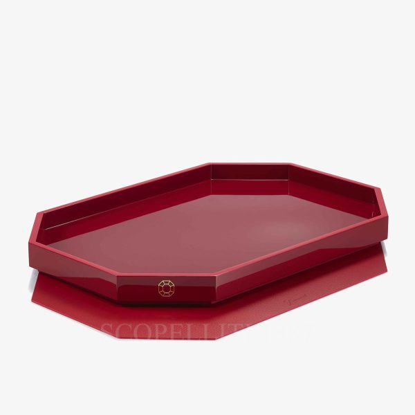 baccarat octogone tray red medium