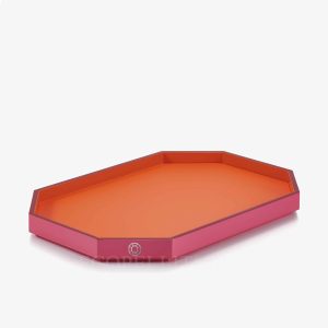 baccarat octogone tray orange small