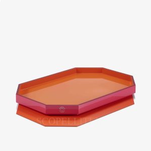 baccarat octogone tray orange small