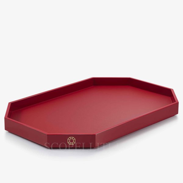 baccarat octogone tray red large