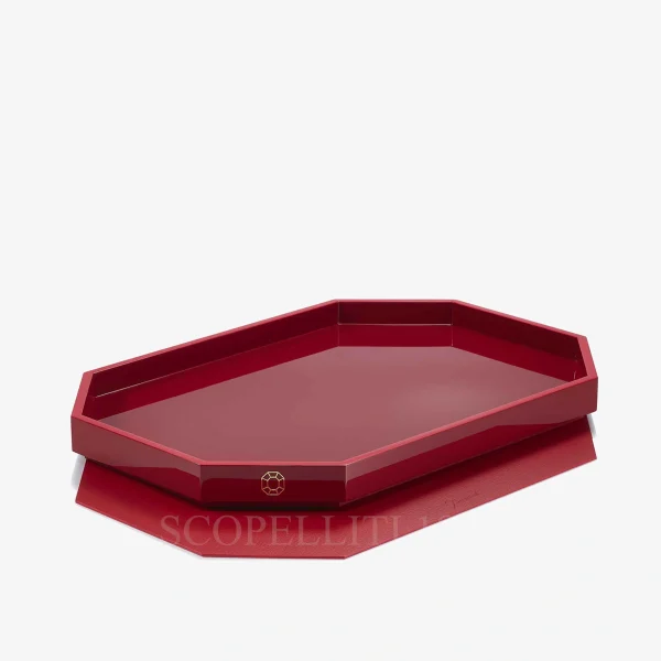 baccarat octogone red tray small