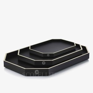 baccarat octogone trays in black colour