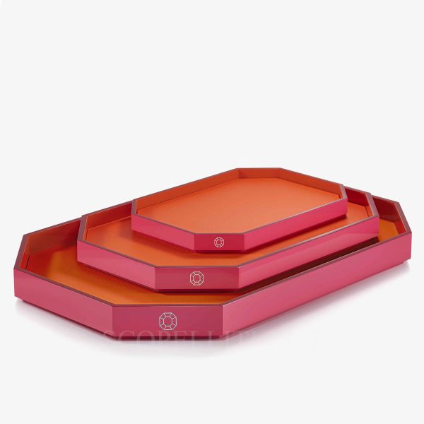 baccarat octogone orange trays