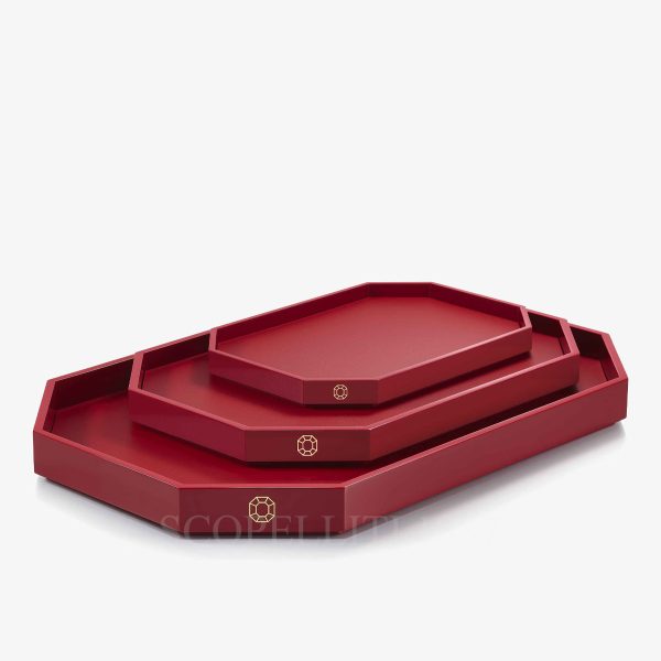 baccarat octogone trays in red