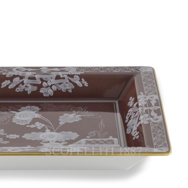 ginori 1735 oriente italiano castagna square change tray detail