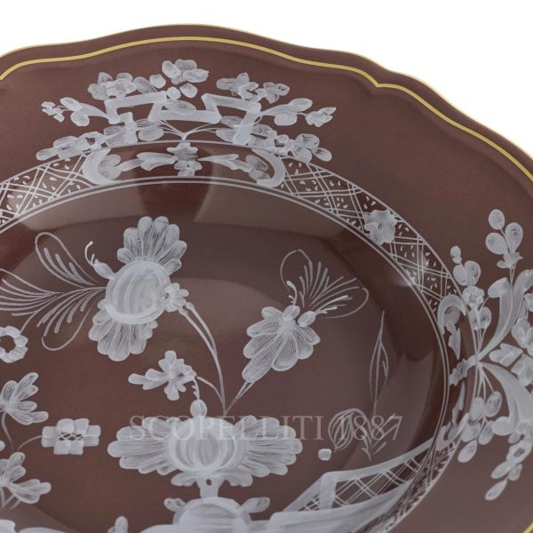 ginori 1735 oriente italiano brown soup plate detail