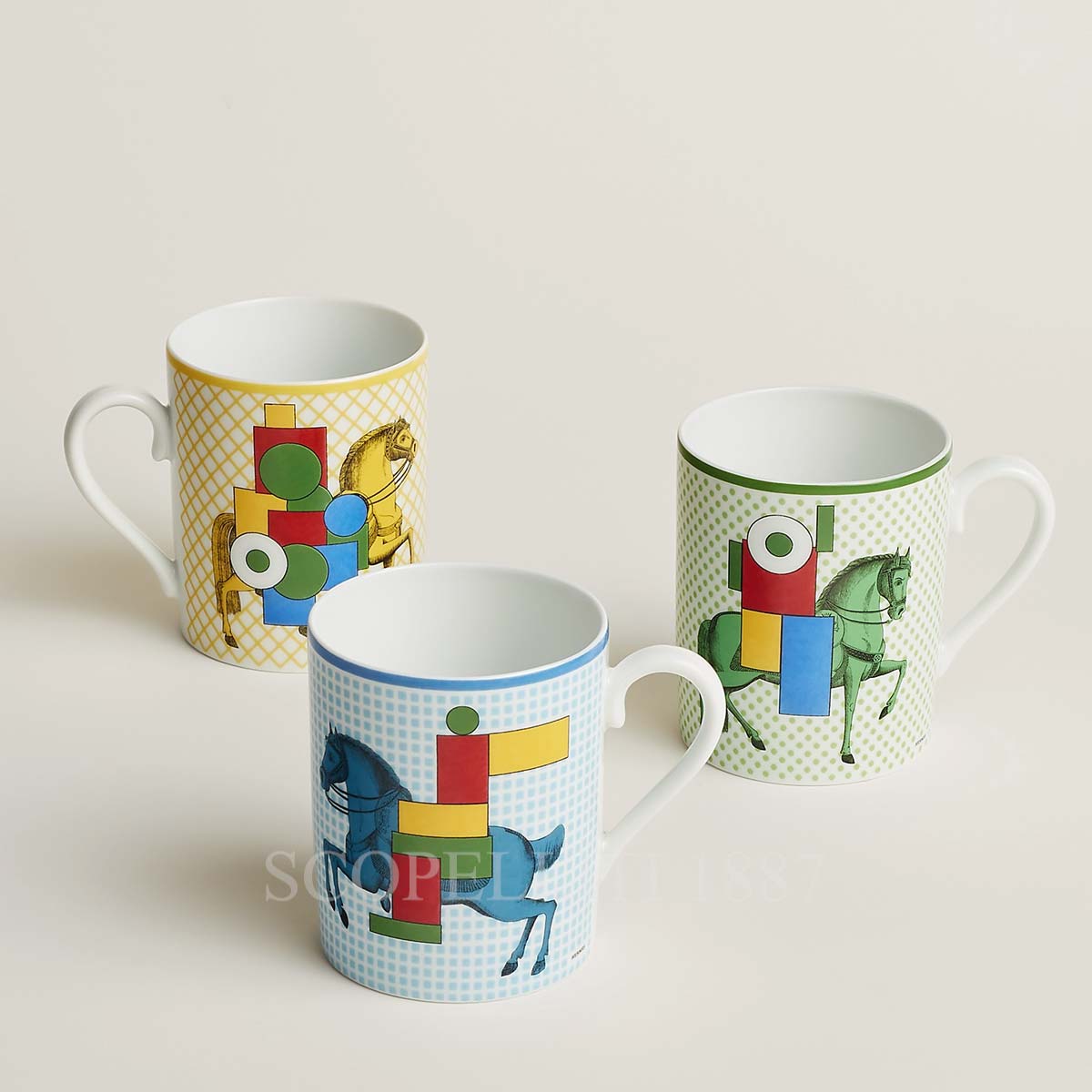 hermes cavalier en formes set of 3 mugs