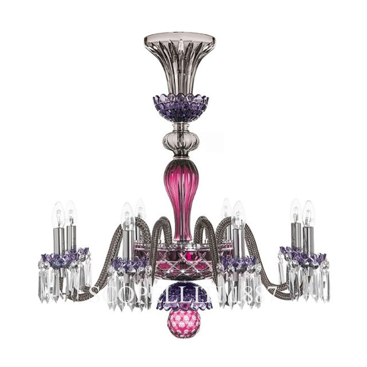 saint louis arlequin 8 light chandelier amethyst purple and flannel grey