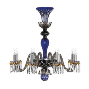 saint louis arlequin 8 light chandelier dark blue black and flannel grey