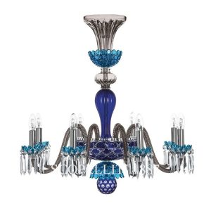 saint louis arlequin 8 light chandelier sky blue dark blue and flannel grey