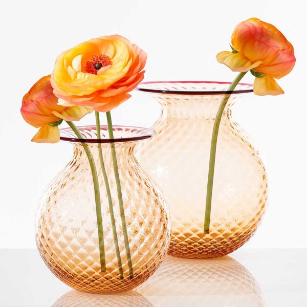 venini balloton vase fiori in peach colour