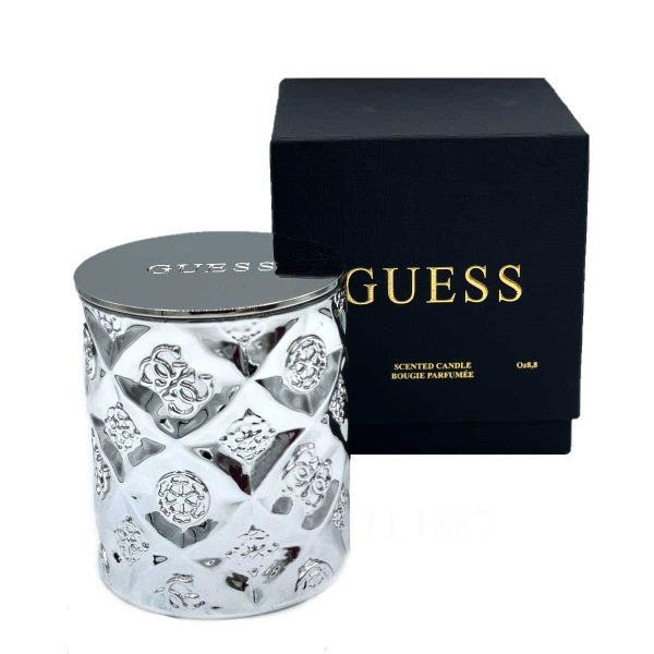 guess scented candle silver