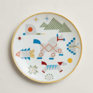 hermes dessert plate animaux nattes