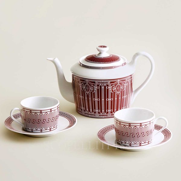 hermes tea set h deco red