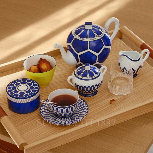 hermes bleus d'alleurs teapot with cups