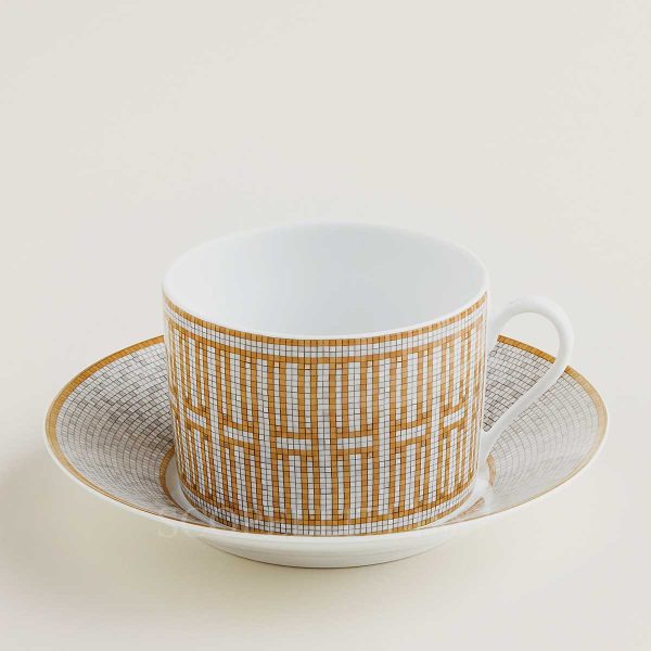 hermes breakfast cup mosaique gold