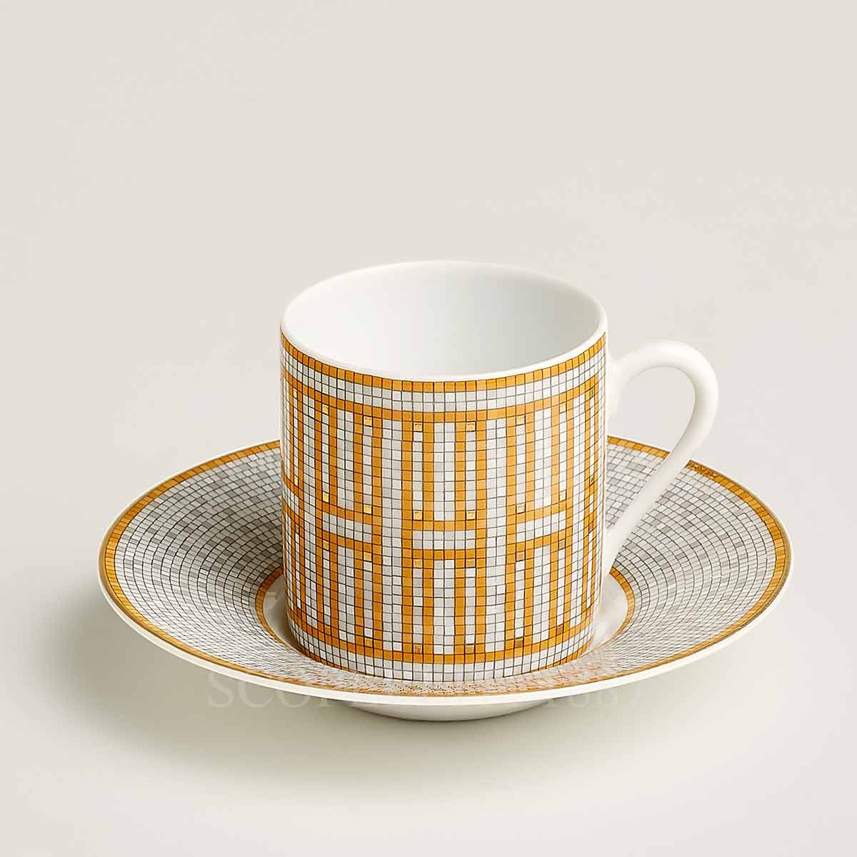 hermes coffee cup mosaique gold