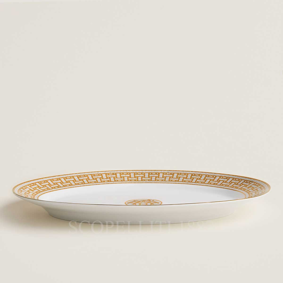 hermes oval serving plate mosaique gold