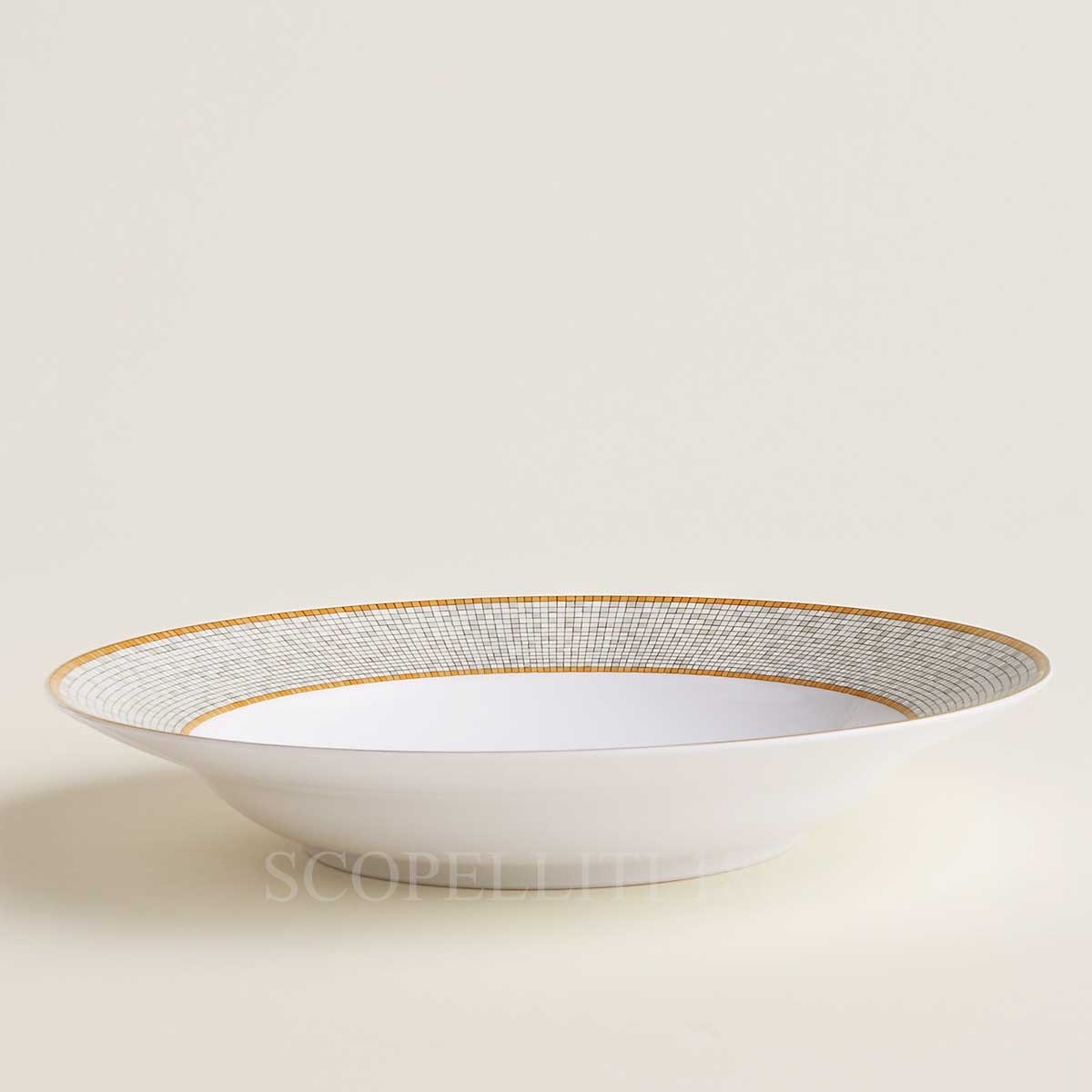 hermes serving deep plate mosaique gold