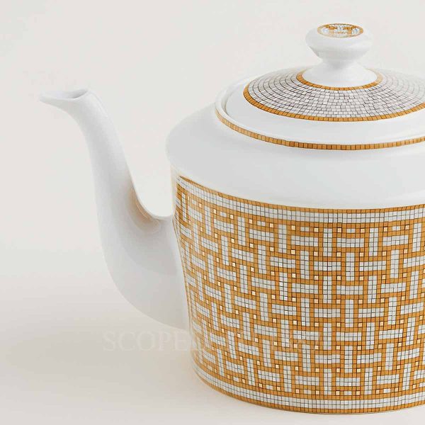 hermes teapot mosaique gold