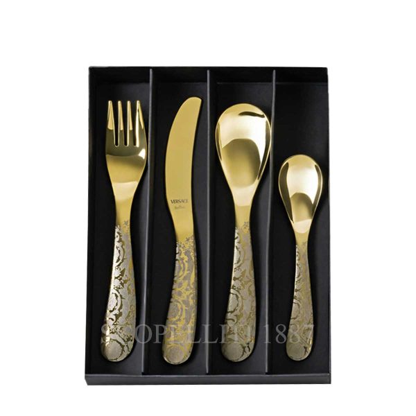 versace kids cutlery set barocco gold