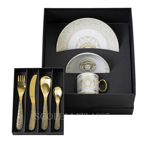 versace kids dinner set medusa gala with cutlery