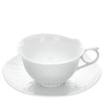 meissen waves relief tea cup with saucer