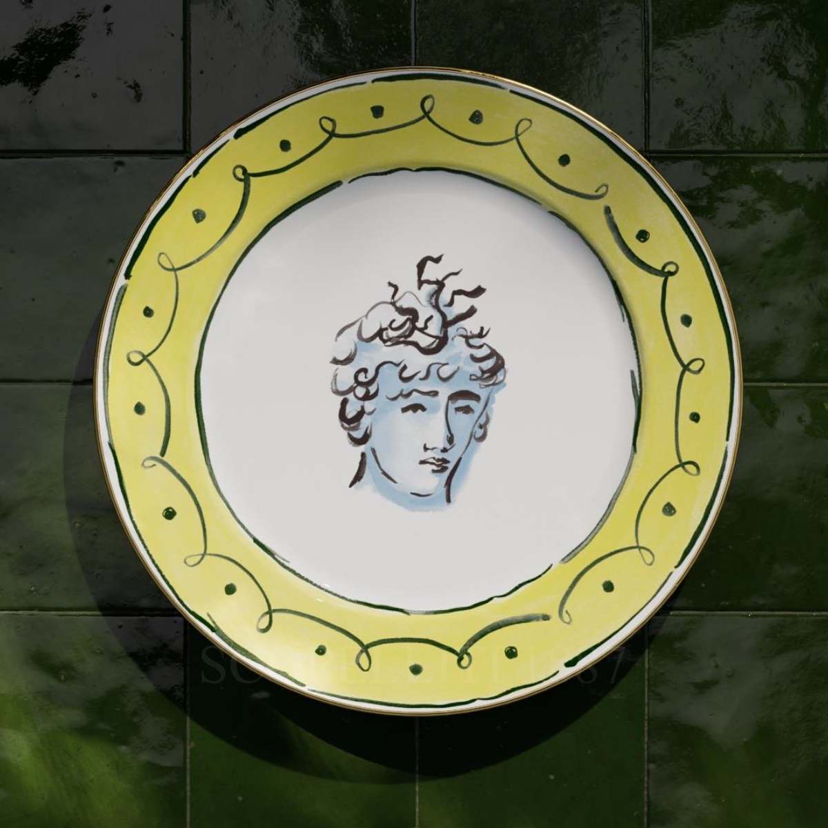 ginori dinner plate il viaggio di nettuno yellow