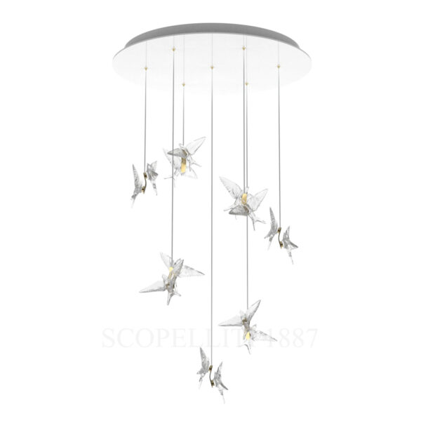 Lalique 14 Swallows Satin Gilded Chandelier