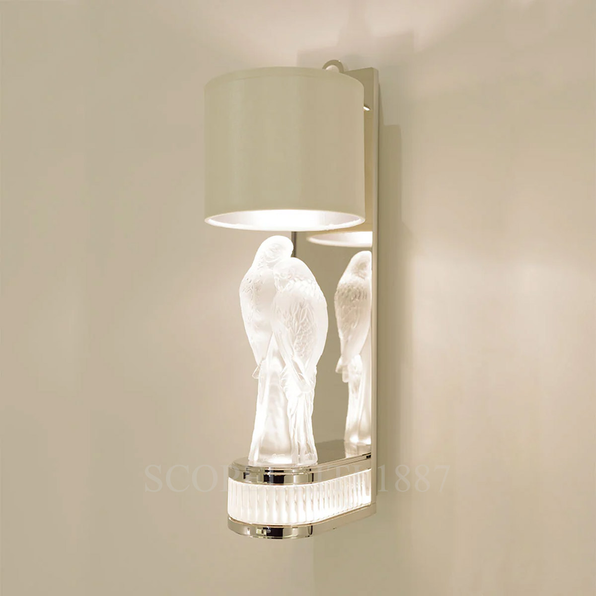 Lalique 2 Perruches Wall Sconce Chrome Photo